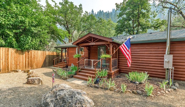 'RIVER HAVEN' is a serene riverside cabin on the Rogue River in Trail
