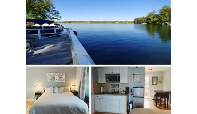 Waterfront Studio-King bed, Kitchen, Private Porch in Tilton